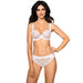 Bridal Sheer Lace Demi Cup Bra Peek-a-boo Panty WHITE Set
