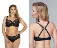 Sheer Lace Full Figure Bra Aurora Black