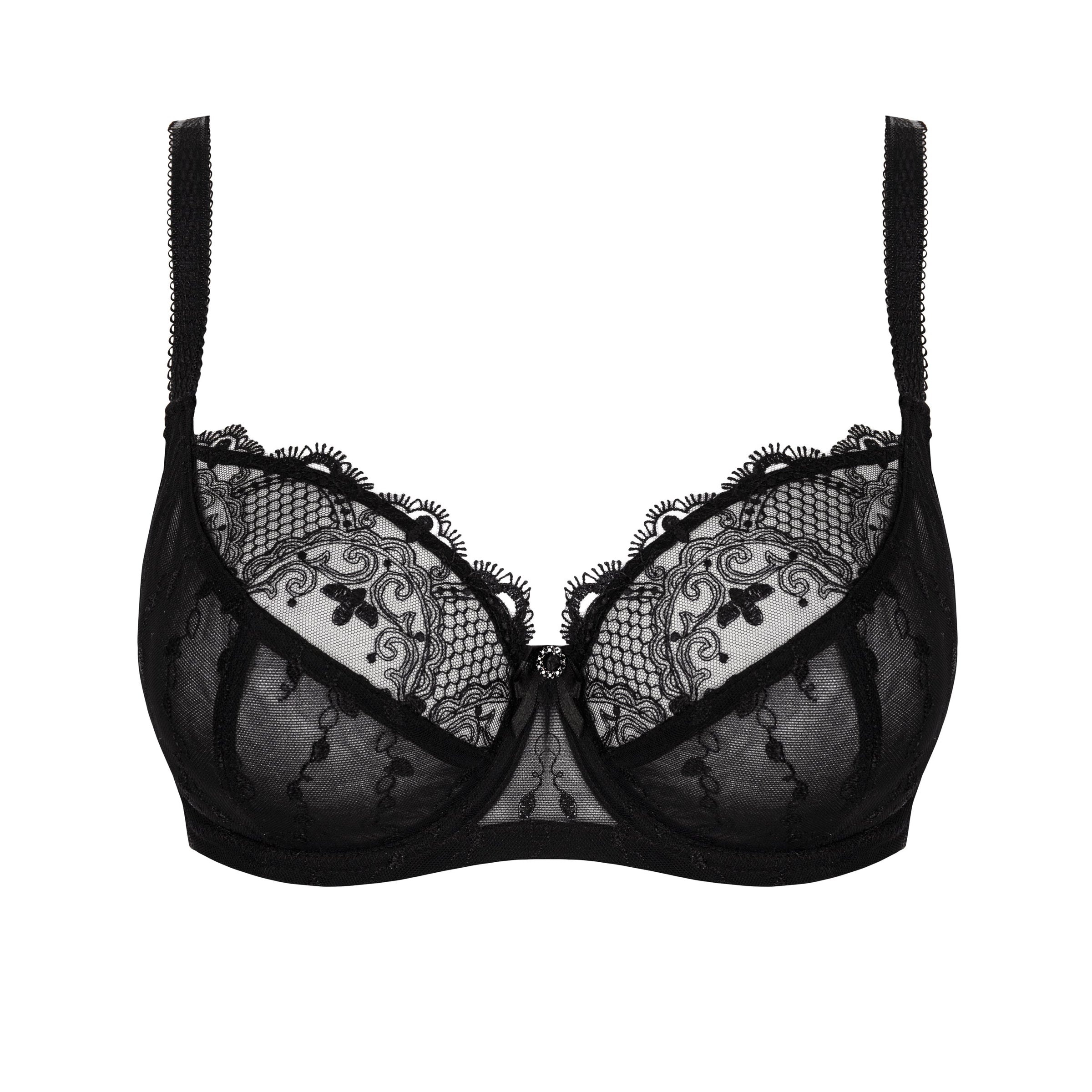 Sheer Lace Full Figure Bra Aurora Black