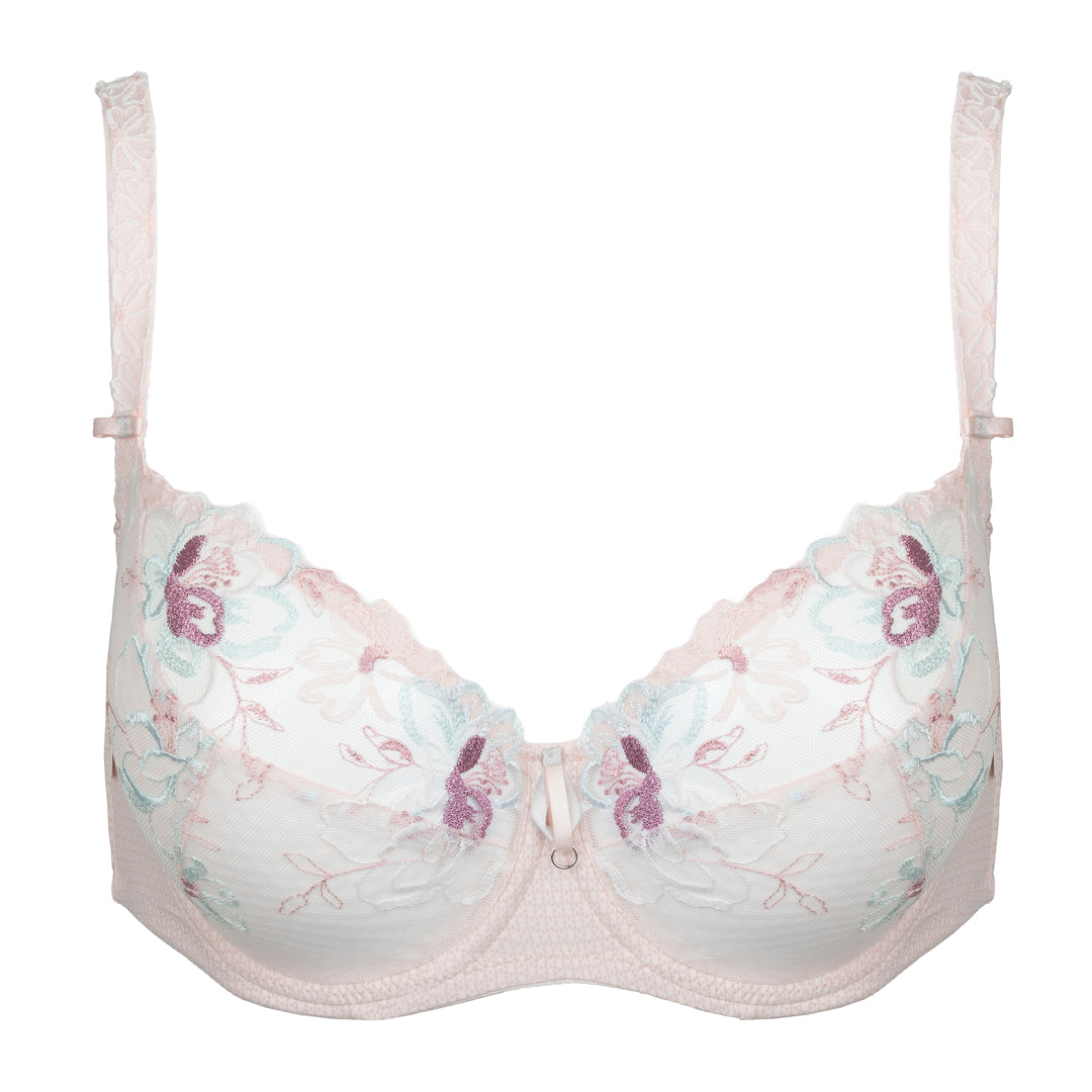 Three Point Bra Soft Embroidered Three-Part Cup Bra Bisquit Pink @ Lavinia Lingerie