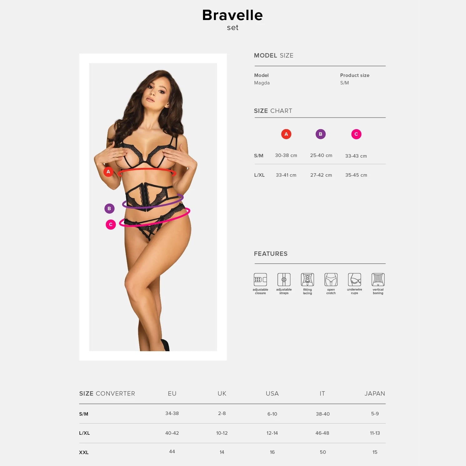 Ultra Sexy Open Cup Crotchless String 3 Piece Lingerie Set Bravelle