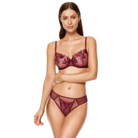 Gorteks Coco Burgundy Sheer Mesh Thong Panty