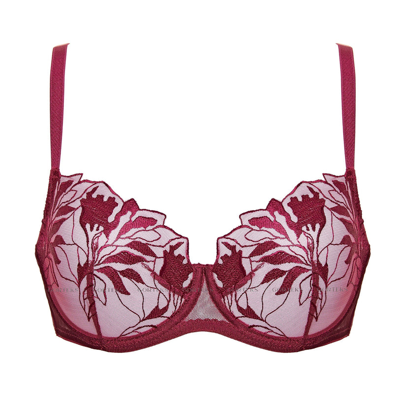 Transparent Demi Underwire Bra Gorteks Coco 2237 Burgundy LaviniaLingerie