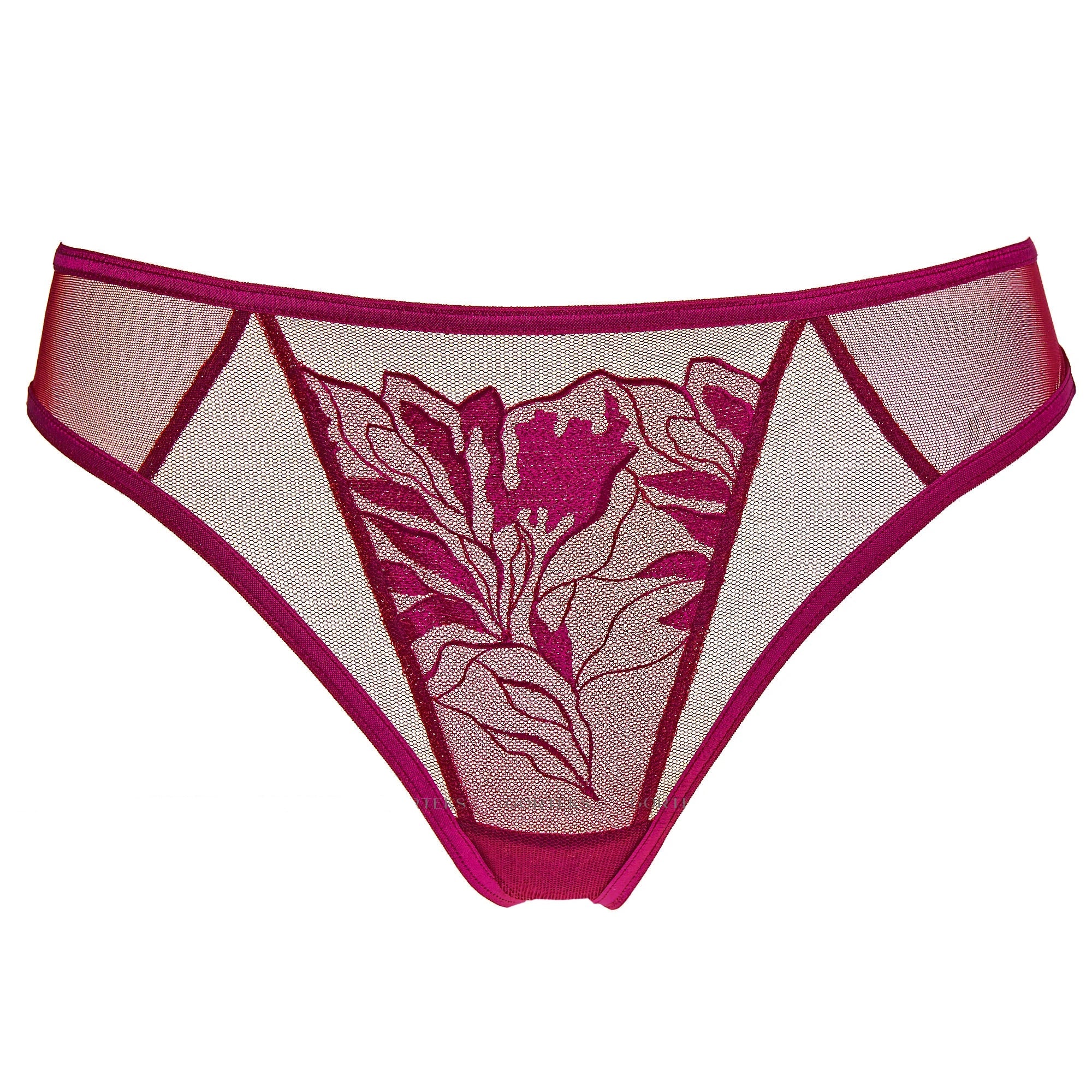 Gorteks Coco Burgundy Sheer Mesh Thong Panty