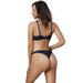 Plunge Bra & Thong Panty Navy Blue Intimates Set back view
