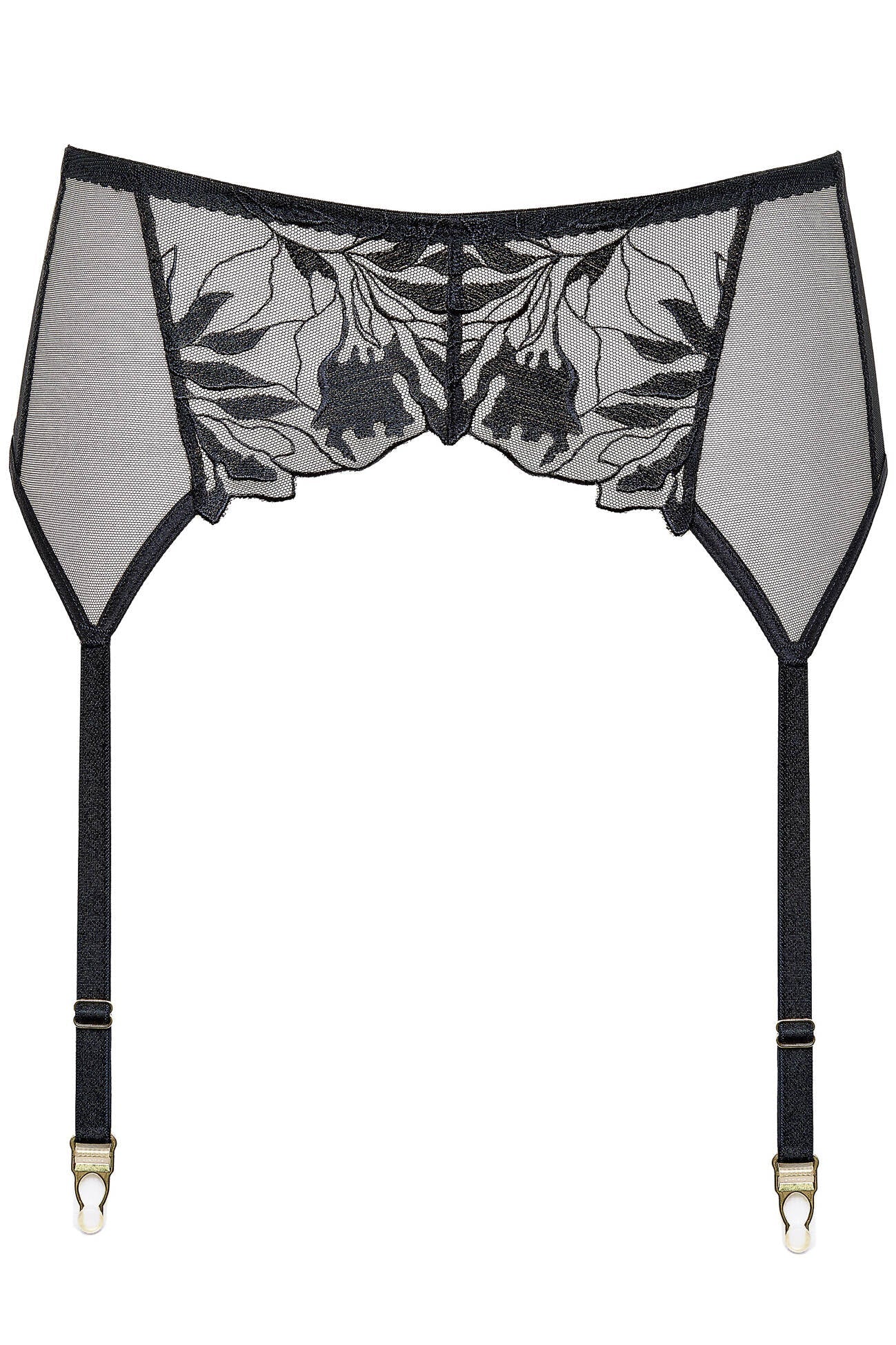 Gorteks Coco Black High Waist Mesh Garter Belt