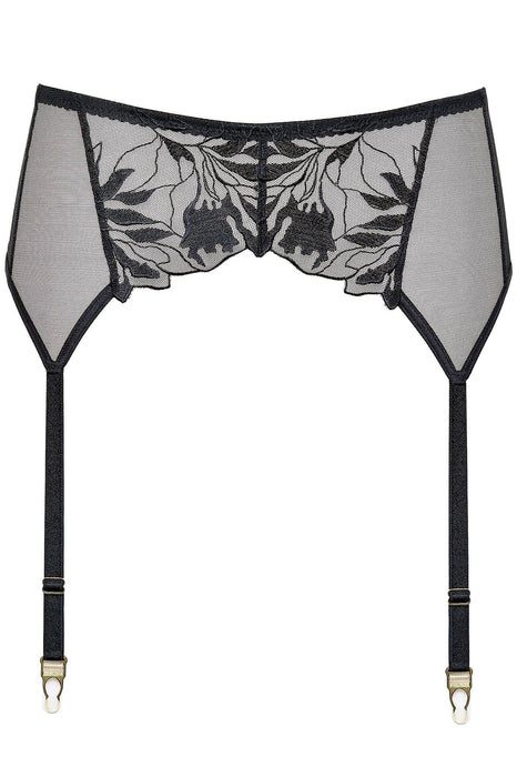 High Waist Mesh Garter Belt Gorteks Coco Black