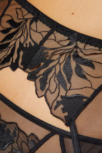 Gorteks Coco Black High Waist Mesh Garter Belt