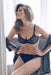 Conturelle Temptation Sheer Lace Full Molded Cup Bra and matching black panty set, featuring sheer lace and molded cups for luxury full figure lingerie.