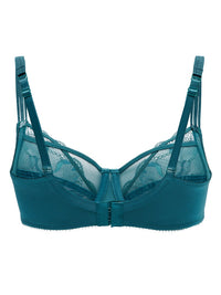 Conturelle Bloomy Days Sheer Lace Wired Bra 805852 in green with semi-sheer Italian lace and underwire support, ideal for full figure comfort.