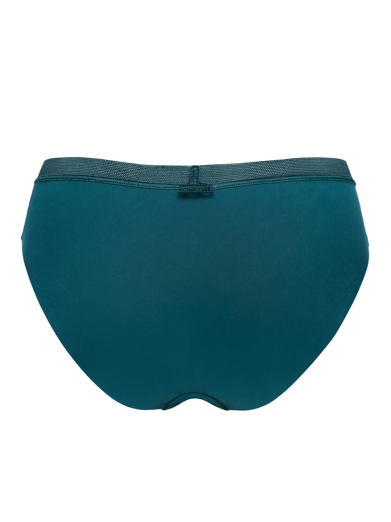 Back view of Conturelle Bloomy Days Lace Midi Brief Panty 810852 in green, featuring smooth microfiber fabric and seamless finish for comfort.