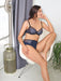 Conturelle Luxury Desire Sheer Lace Bra in navy blue with floral embroidery, underwire support, and adjustable straps for full-figure comfort.