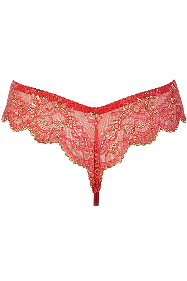Axami Coral Glow Lace Thong Panties