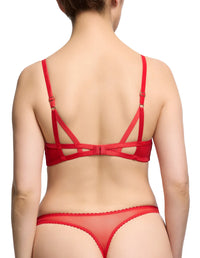 Back view of Dita Von Teese Lavinia Flame Plunge Bra showing adjustable straps, velvet band, and cut-out detailing for a luxurious lingerie finish.