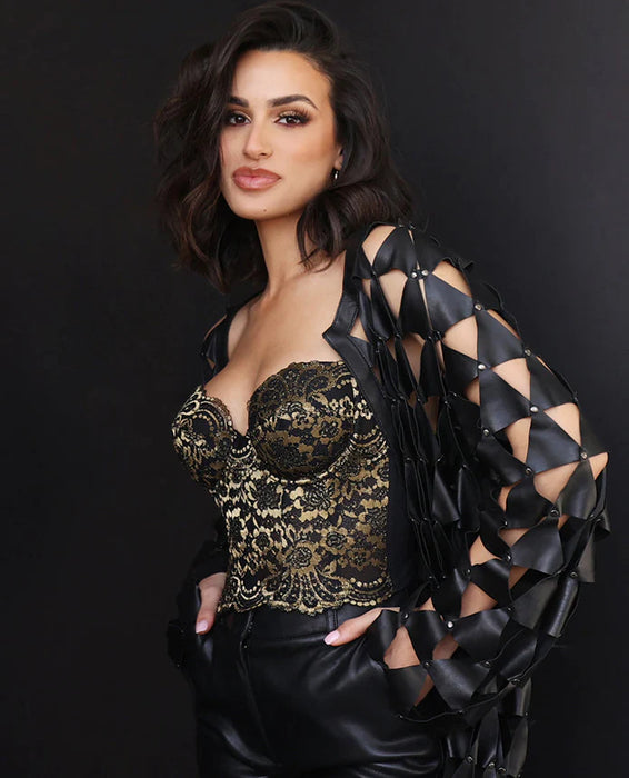 Deep Plunge Lace Bustier Dominique Estrada Black