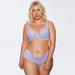 Plus Size Sheer Mesh Bra & Transparent Brazilian Panty Blue Lingerie Set Blue Lingerie
