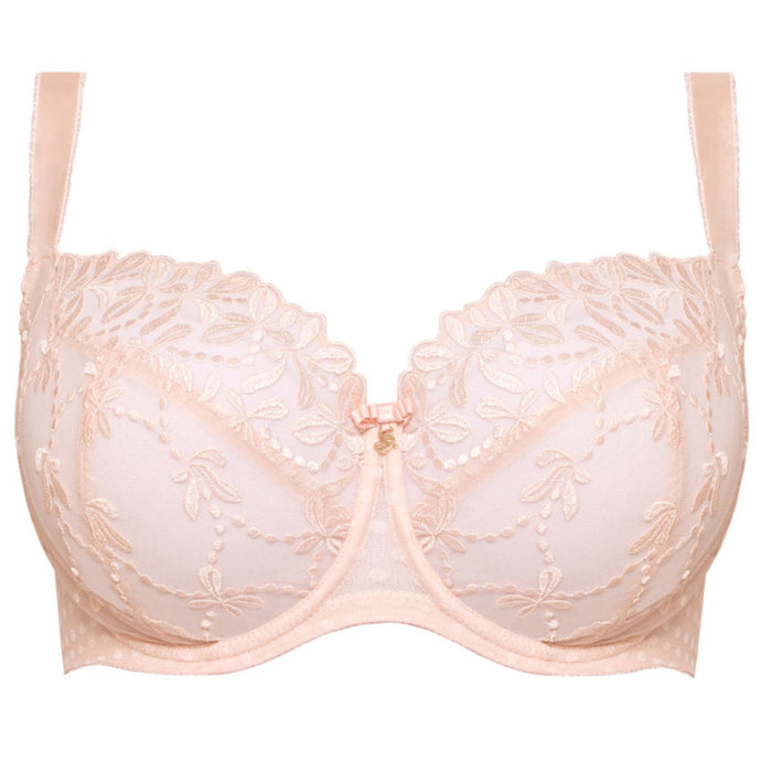 Plus Size Sheer Mesh 3-Part Full Cup Bra Pink Intimates