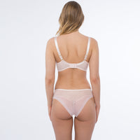 Sheer Balconette Bra & Tanga Panty Set Pink Intimates back view