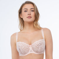 Sheer Mesh Embroidered Balconette Bra Donna Pink Lingerie