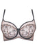 Sheer mesh balconette bra Samanta Eliza in gray with floral embroidery, underwire support, and breathable fabric for sexy comfort. Ideal for full figures.