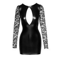 Sexy Open Front Power Wet Look Mini Dress Leather & Lace