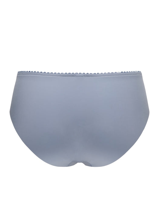 Back view of Conturelle Lace Panty - Secret Delight in gray-blue with seamless laser-cut edges for discreet wear under tight clothing.