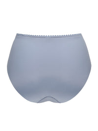 Back view of Conturelle Secret Delight Panty in Nordic Blue with seamless laser-cut edges for invisible wear under clothing. Sheer lace detail adds elegance.