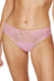 Front view of Floral Embroidery Bikini Panty Gorteks Bloom in pink with sheer mesh and delicate floral embroidery. Low-rise fit for everyday comfort.