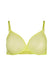 Front product shot of Gossard Glossies Sunny Lime Sheer Bra featuring molded cups and a plunge neckline for invisible support.