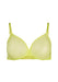 Front product shot of Gossard Glossies Sunny Lime Sheer Bra featuring molded cups and a plunge neckline for invisible support.
