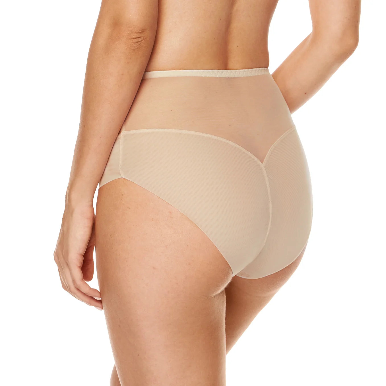 Lace High Waist Full Brief Panty Gorteks Gabi Beige