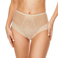 Lace High Waist Full Brief Panty Gorteks Gabi Beige