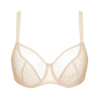 Sheer Mesh Lace Full Figure Bra Beige