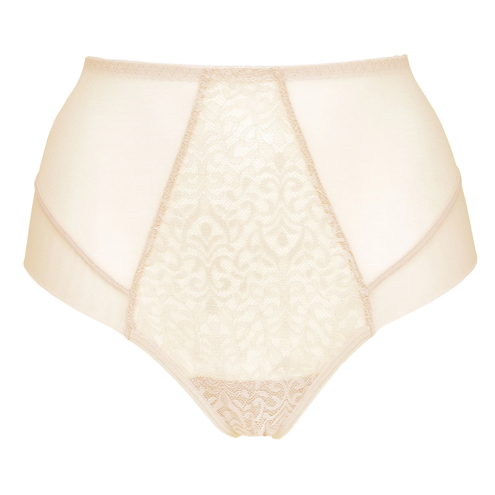 Lace High Waist Full Brief Panty Gorteks Gabi Beige