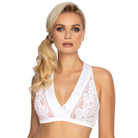 Sheer Lace Wireless Bra Top White Intimates