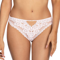 Sheer Lace Peek-a-Boo Thong Panty Gizela White