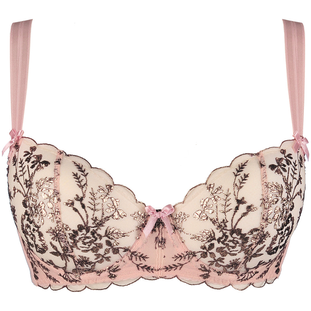 Sexy Sheer Mesh Balconette Bra Axami Copper Rose Pink Intimates