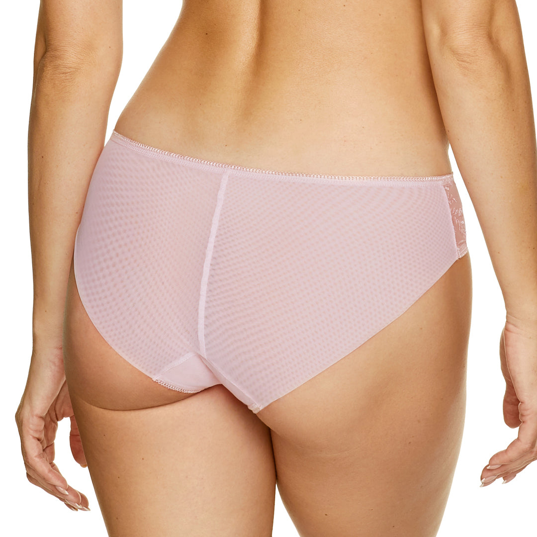 Sheer Mesh Embroidered Panty Gorteks Harmony pink underwear back view