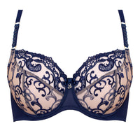 Sheer Mesh 3-Part Full Cup Bra Navy BLUE