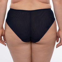 Sheer Mesh Tulle Embroidered Brief Panty Hazel Navy BLUE back view