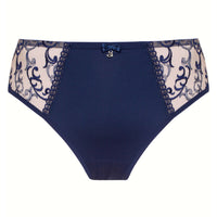 Soft Sheer Mesh Tulle Embroidered Brief Panty Hazel Navy BLUE