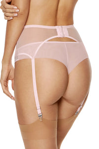 High Waist Mesh Garter Belt Gorteks Coco Pink