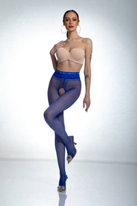 Amour Hip Gloss Very Peri Open Crotch Pantyhose 20 DEN