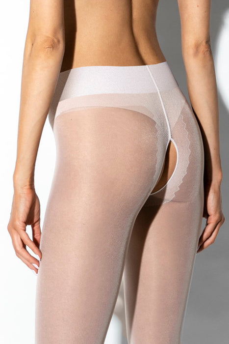 Open Crotch Pantyhose 20DEN Hip Gloss Amour White