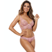 Sexy Sheer Mesh Plunge Bra & Lace String Panty Axami Pink Lingerie Set