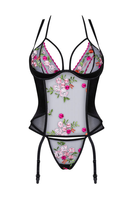 Sheer Floral Embroidery Corset Beauty Night Joanna