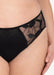Samanta Kendall Semi-Sheer Mid-Rise Brief Panty B400 in black with floral embroidery and mesh panels for a stylish, no VPL lingerie look.
