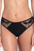 Samanta Kendall Semi-Sheer Mid-Rise Brief Panty B400 in black with floral embroidery and flocked detailing for a stylish, no VPL lingerie look.