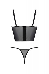 Longline Bustier String Panty Set Black Intimates