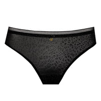 Samanta Leo Black Semi-Sheer Tulle Thong Panty